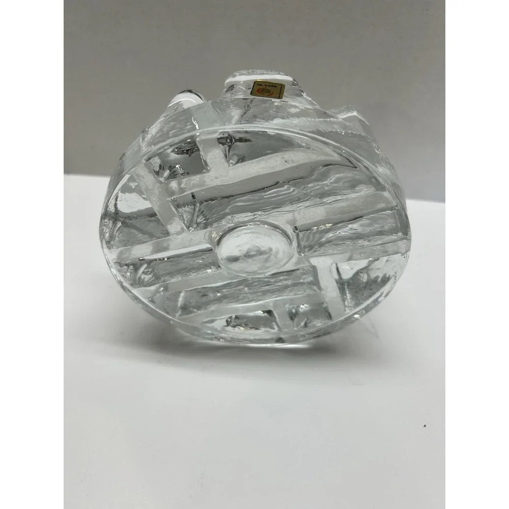 LA VIDA CRYSTAL MAZE ICE BLOCK VOTIVE CANDLEHOLDER POLAND PRISTINE LABEL